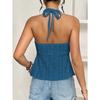 Womens V Neck Wrap Tank Top With Eyelet Embroidery Spaghetti Strap Casual Peplum Sleeveless Blouse
