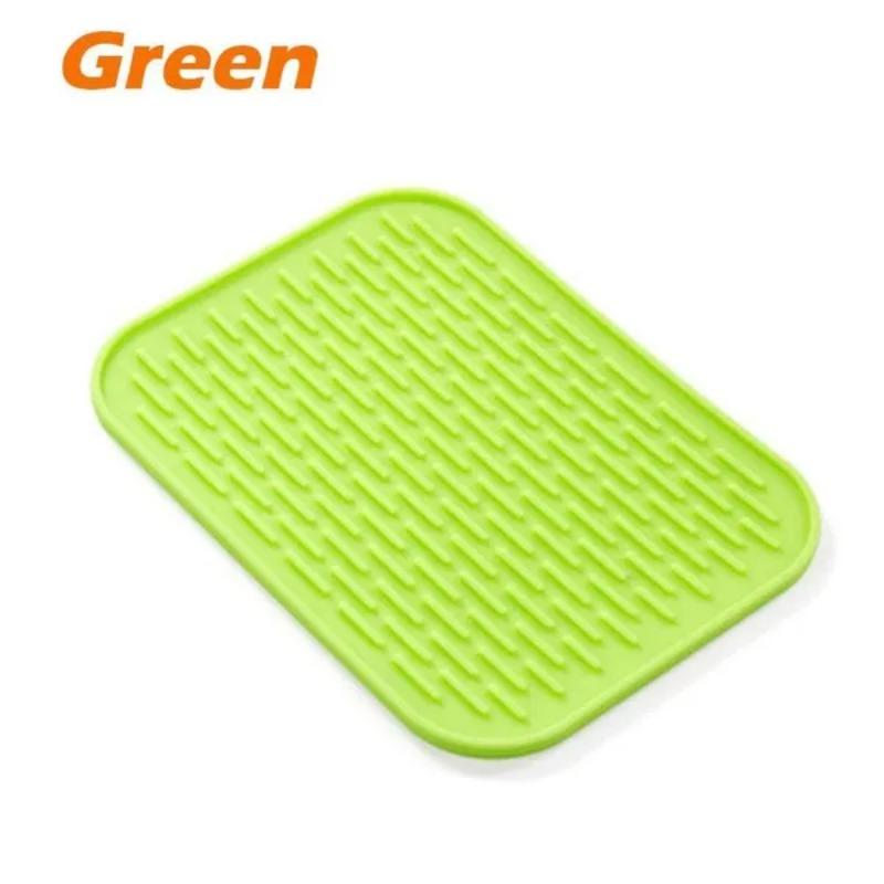 

1 шт. Многофункциональный силиконовый прямоугольный коврик Нескользящий Термостойкий Подставка Коврик для кастрюли Коврик для стола 22 16cm зелёный