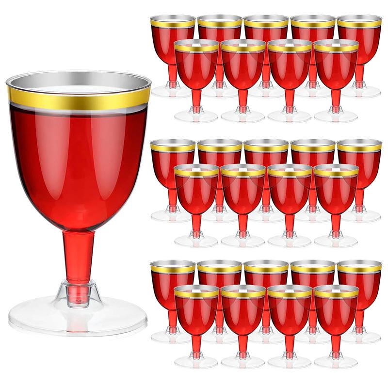 50pcs Disposable Plastic Champagne Glasses Cocktail High Footed Glasses Crystal Glasses Imitation Glass Wedding Party Supplies