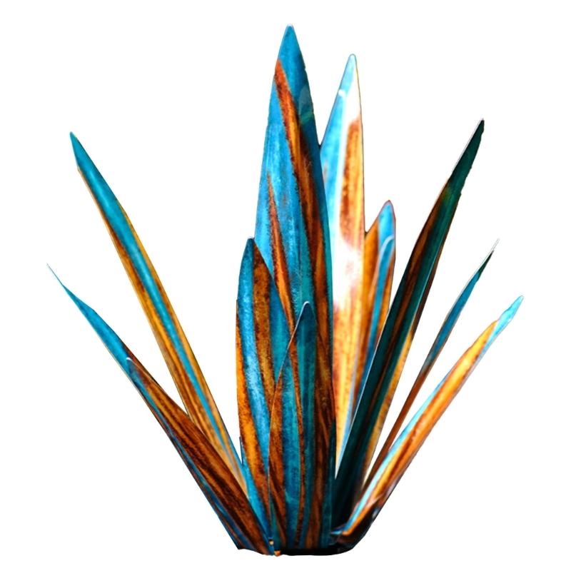 Большая скульптура Текилы, металлическая агава, садовый столб, расписанная вручную садовая статуя, украшение для газона, украшения для дома синий