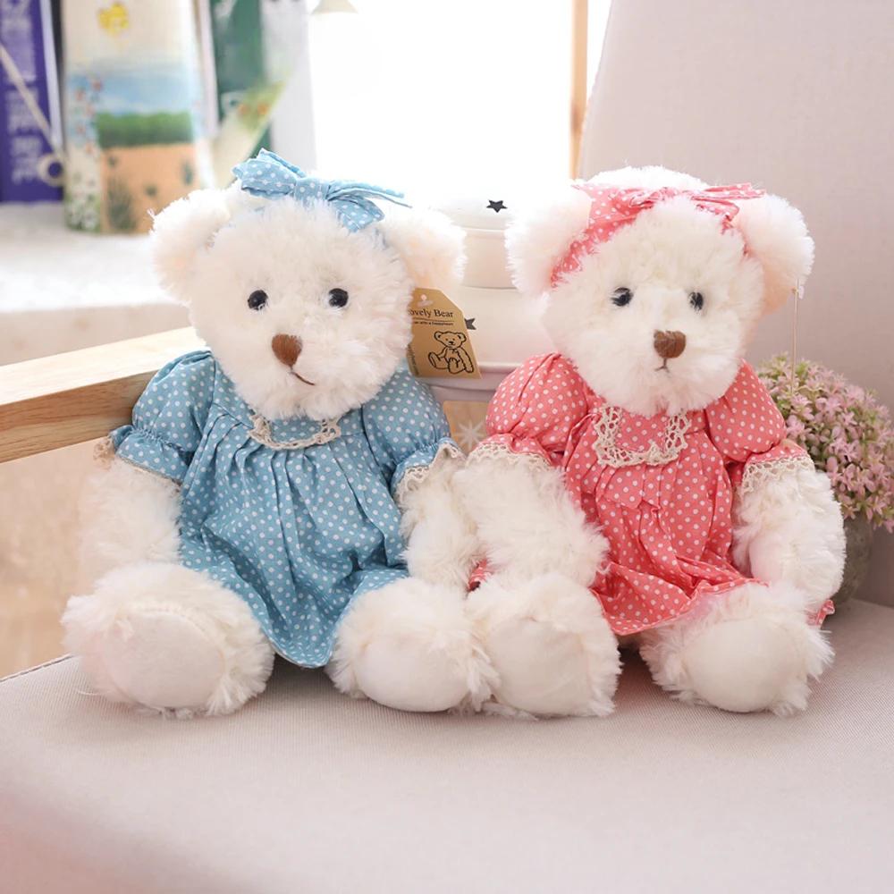 2 ks/sada 26cm krásný pár plyšových medvídků s látkou plyšové hračky panenky plněná hračka děti miminka dívky narozeninový vánoční dárek