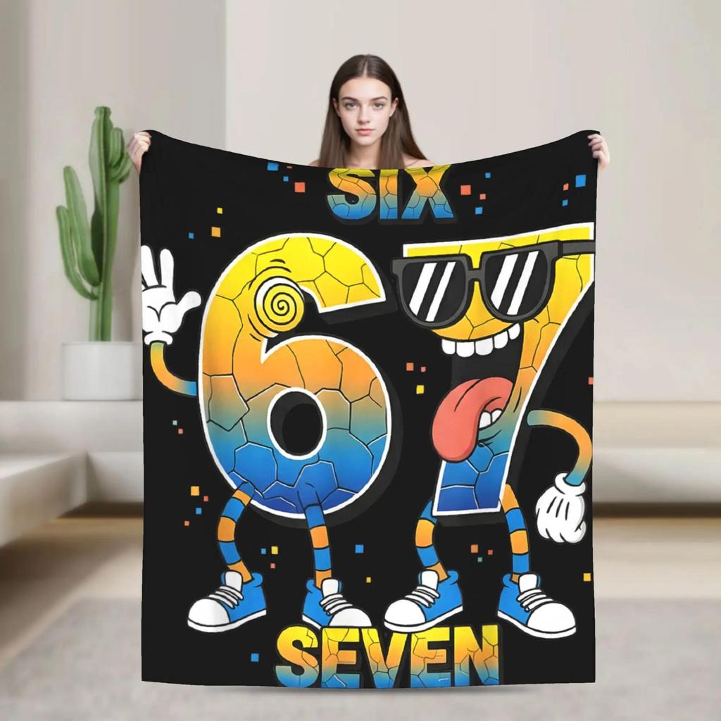 Six Seven  Italian Brainrot Gaming Meme Squad Soft Warm Plush Blanket for Boys Bedding Throws Living Room Flannel Bedspread