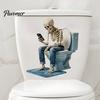 Quick Home Transformation Stickers Funny Skeleton Toilet Cover Sticker, Self-Adhesive Waterproof Sitting on Phone Playing Seat Lid Decal, Novelty