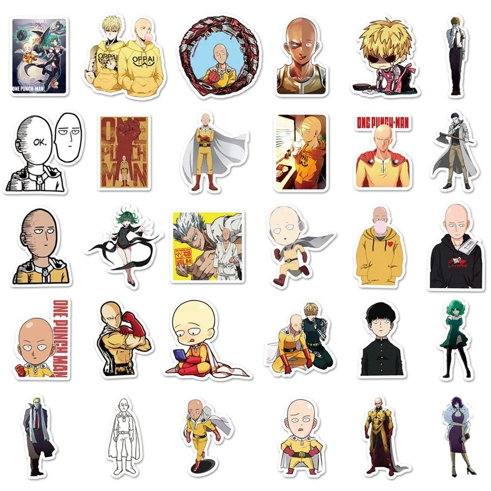 57pcs Anime One Punch Man Stickers Japanese Manga Cartoon Saitama Genos Drawing Doodle Decoration for Notebooks Cases