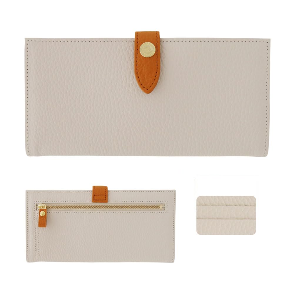 

doracoluv Slim Teffy Compact Made in Japan with Genuine Large Doracoluv Brand Women s Wallet, Leather, Capacity, Kobe, (Ecru Orange)