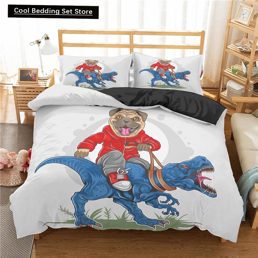 Cute Animal Bedding Set Cartoon Pug Dog Duvet Cover Sets Kids Comforter Cover Queen King Twin Single Size Polyester Quilt Cover