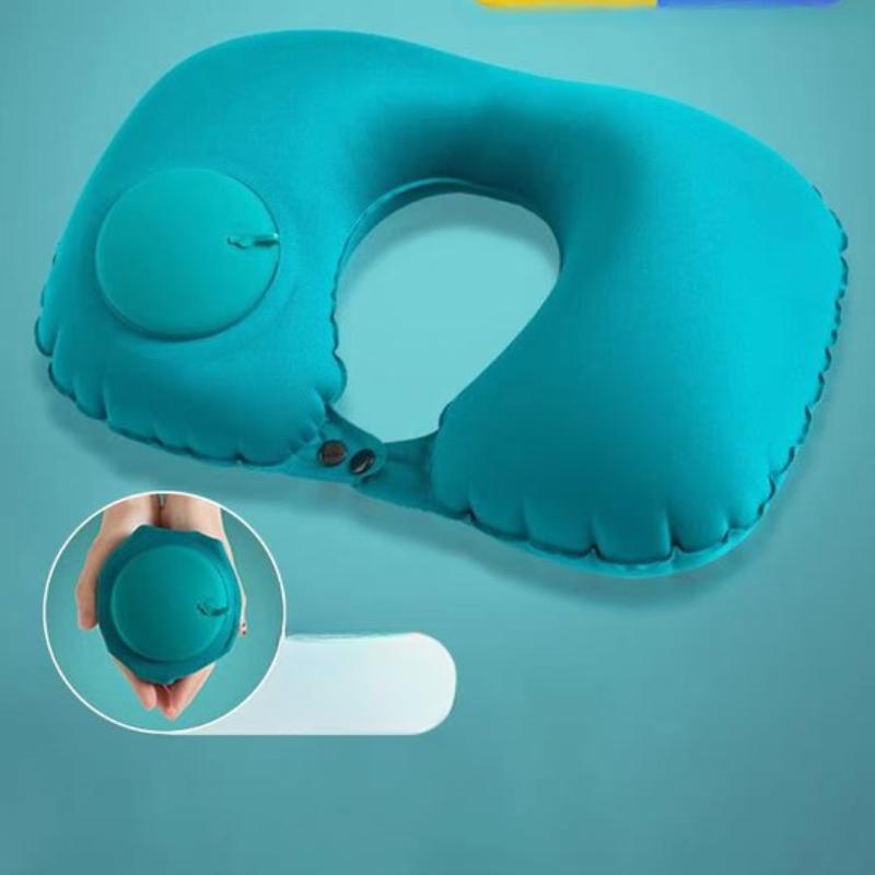 Press type inflatable U-pillow U-shaped airplane headrest Portable outdoor travel pillow Foldable neck pillow nap