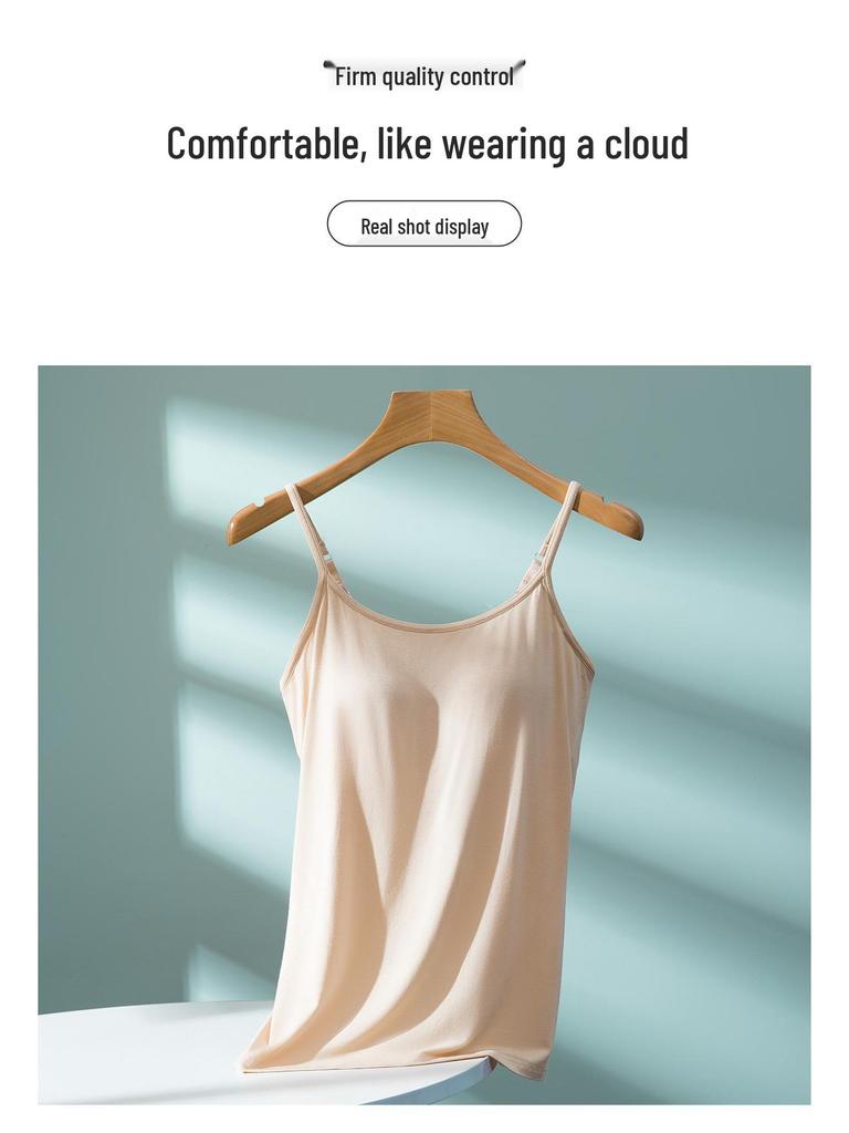 Modal Summer Camisole with Thin Straps and Built-In Bra
