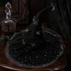 Witch Hat for Halloween Costume Women, Large Glitter Sequins Mesh Wizard Decorative Party Cosplay with Butterfly Accessory, Elegant Curved Brim