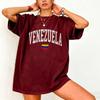 Zniszczona Wenezuela Koszulka Unisex Styl Vintage Varsity Grafika z Flagą Wenezueli T-shirt z Nadrukiem Prezenty z Ameryki Łacińskiej Top