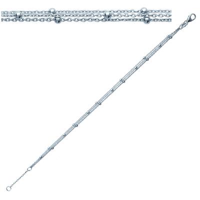 [M7300] - Gümüş 'Boncuklar' bileklik gümüş rengi (rodyumlu) - 3 sıra
