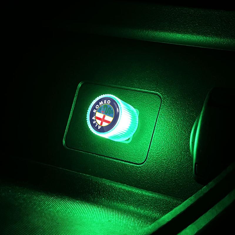 1Pcs USB Car LED Light Auto Interior Atmosphere Light Car Emblem Styling For Alfa Romeo 147 159 Giulietta Giulia Mito Spider Alpha Nheadrest