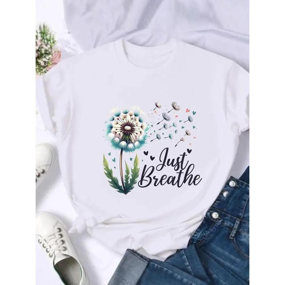 Flower Style Trend Cute Fashion Women Graphic T Shirt Print T-shirts Stylish Short Sleeve Top Clothing Ladies Female Tee T-Shirt