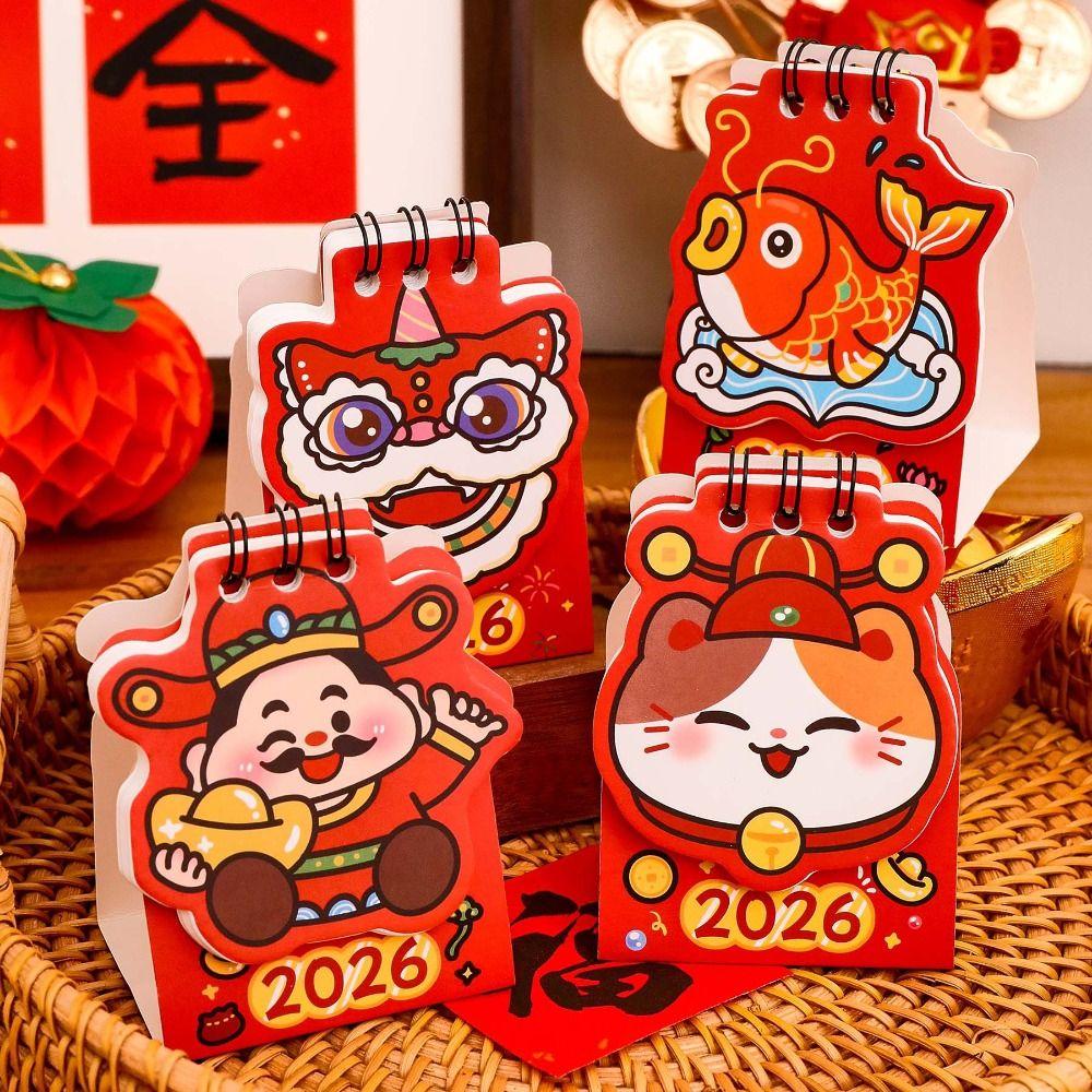 Red Mini Calendar Cartoon Schedule Planner Creative 2026 Coil Calendar  Office School Home
