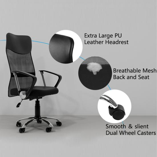 Adjustable Swivel Computer Desk Chair with Mesh Back Support Home Office Decor