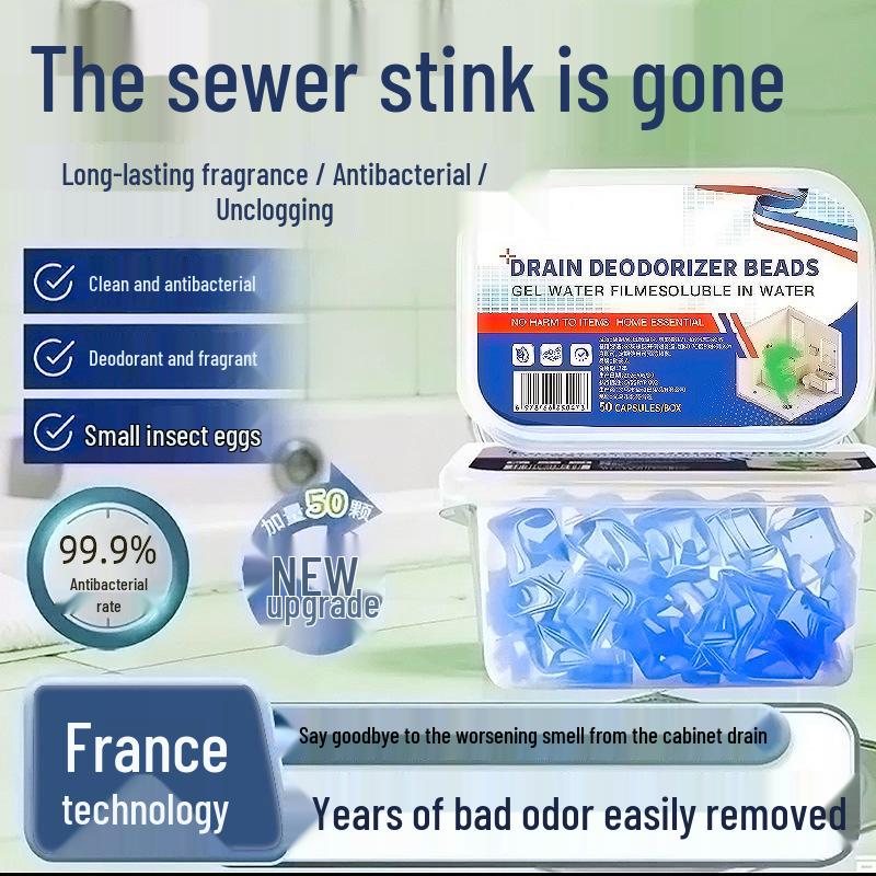 Perle in Gel Deodoranti per Fognature: Soluzione Anti-Odore per WC, Scarico a Pavimento e Tubi, Gel Rimuovi Odori per la Casa