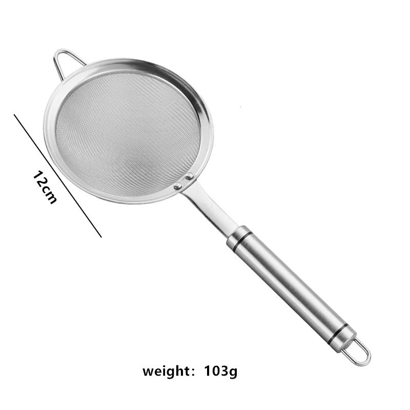 304 Stainless Steel Strainer Colander Ultra-Fine Bean Berry Juice Flour Filter Sieve Frying Oil Filter Spoon Kitchen Utensils