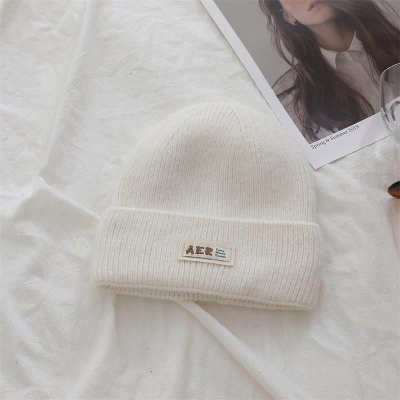 

Korean Version of Rabbit Containing Wool Hat with Thickened Autumn and Winter Face Small Ear Protection Couple Versatile Pullover Hat Knit Hat One Size