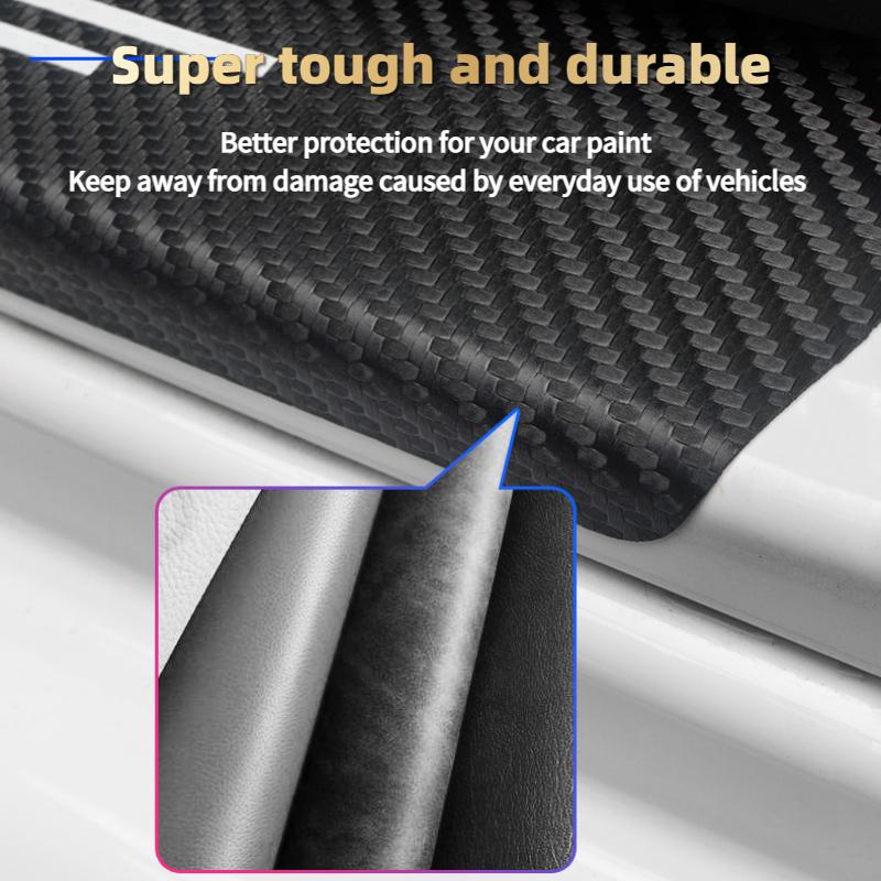 4pcs Car Door Sill Protector Stickers For MG ZS Leather Carbon Fiber Decor Decal Tuning Accessories xus1