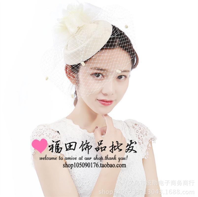 Vintage Netz Kopfbedeckung kleiner Hut Kopfschmuck Braut Haar Hochzeitsaccessoires Feder Kopf Abendvorstellung Party Bühne Schleier