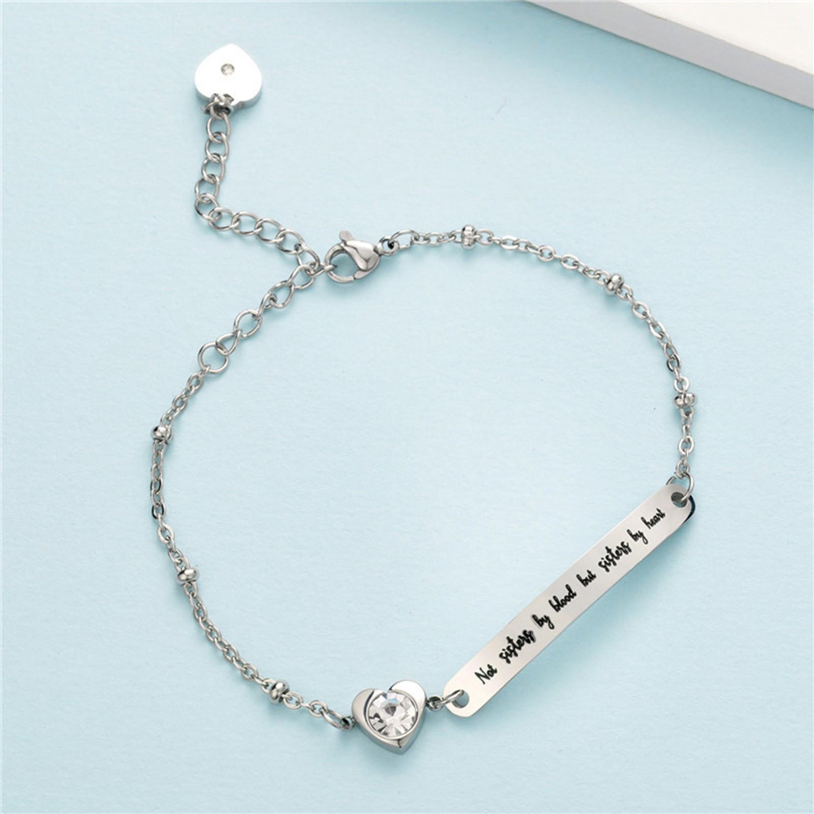 

(SU)Ювелирные изделия для друзей Подарок дружбы Не сестры по крови, а сестры по сердцу Браслеты ювелирные изделия One Size серебряный