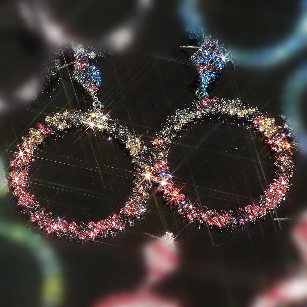 Rhinestone and Diamond Star Oversized Hoop Earrings for Women