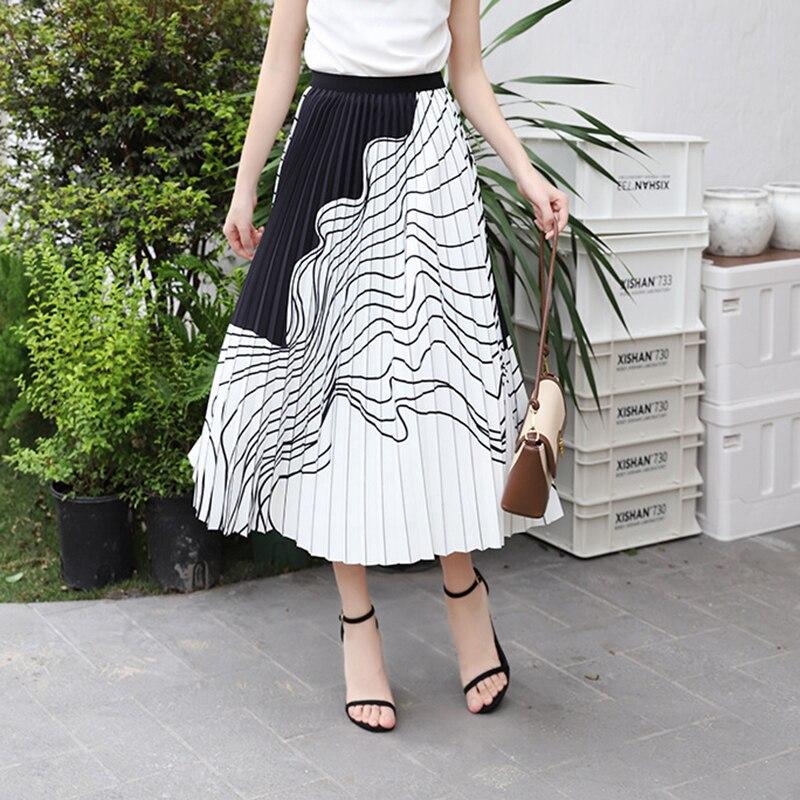 

Жіноча плісирована спідниця з принтом Qooth Вінтажна спідниця-міді з високою талією для літа-весни QT2087 One Size