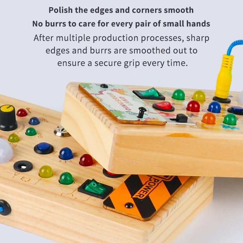 Children's LED Light Wooden Busy Board: Interactive Early Education Toy