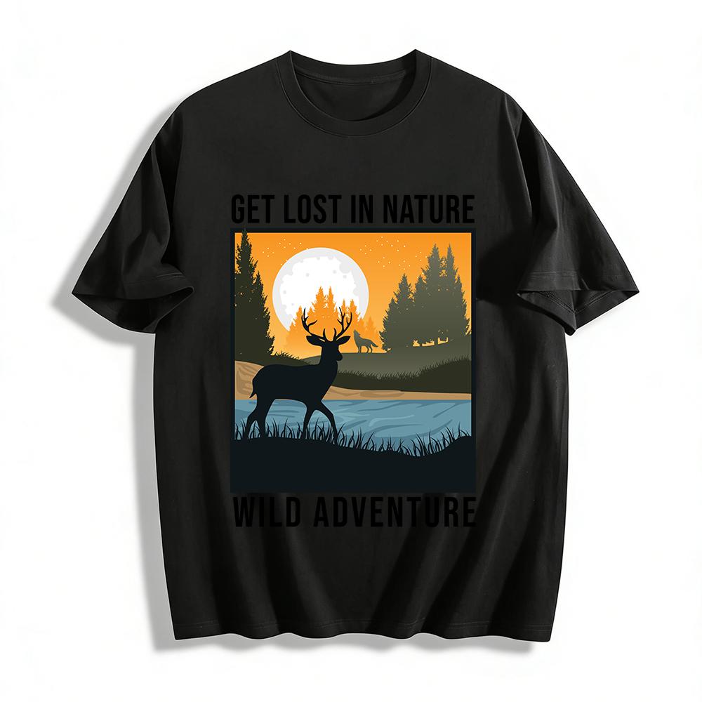 Get Lost In Nature Wild Adventure Graphic Casual Top Pure cotton T-shirt XXS