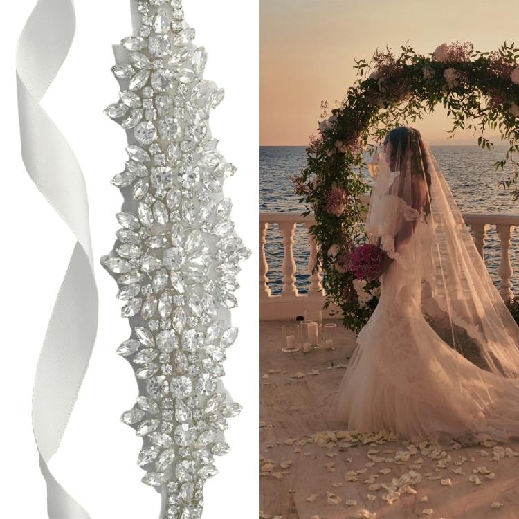 Shining Crystal Wedding Gowns Belt Ribbon Belt Perfect for Wedding Ceremonies and Bride Photoshooting Accessories