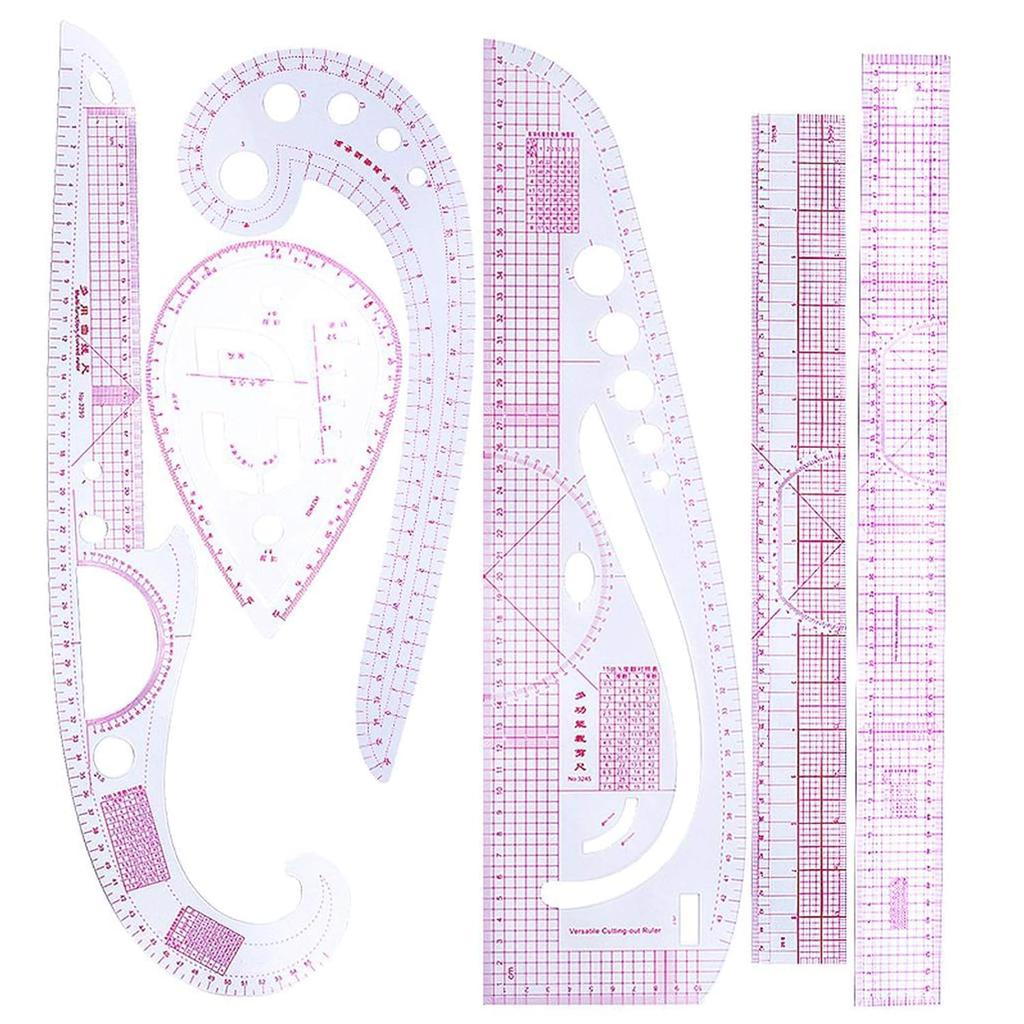 6x Clear Plastic French Curve Ruler For Sewing Tailor Measure Good Flexibility Sewing French Curve