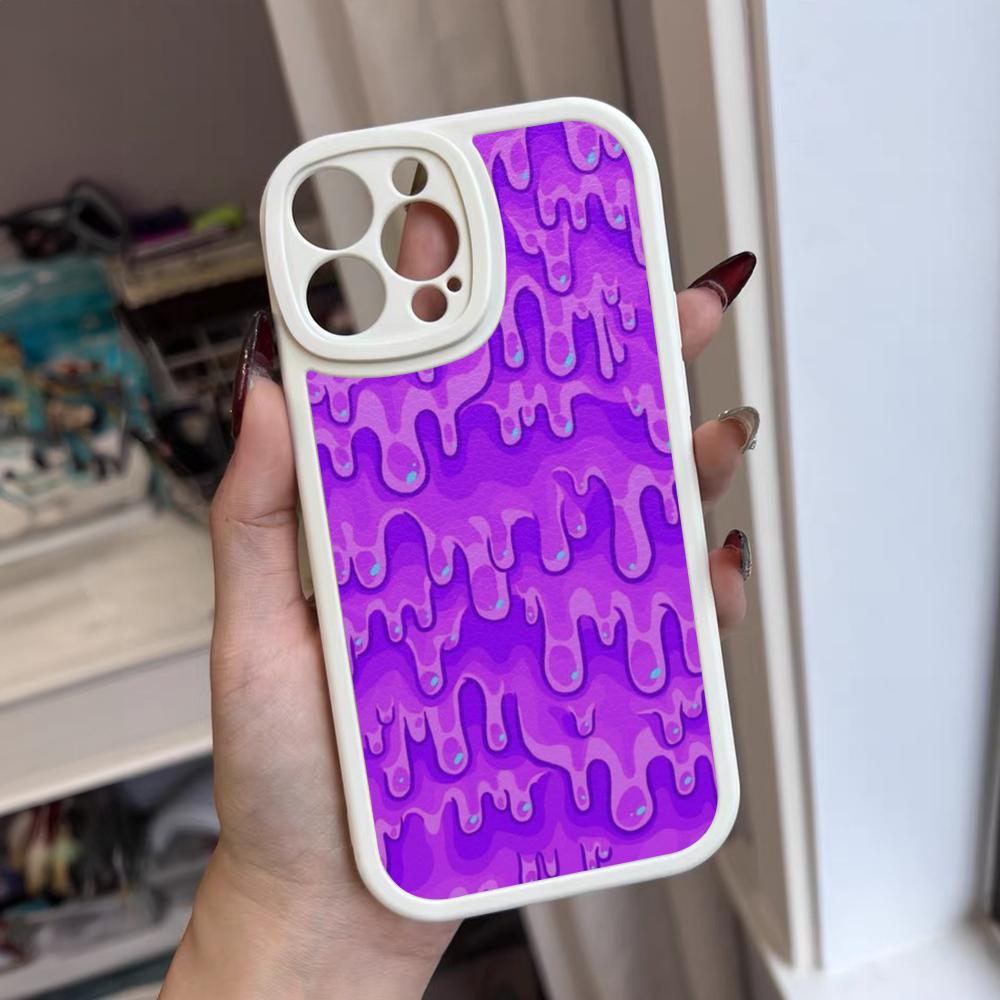 Slime Pattern Phone Case For Iphone 16 15 14 12 13 Pro Max 11 Mini Xs Puls Lambskin Silicone Cover