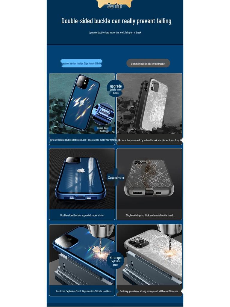 iPhone 16 Pro Max Metal Frame Protective Case with Double-Sided Glass