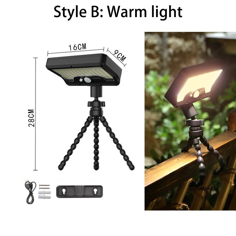 92led Tripod Octopus Solar Wall Light Motion Sensor Solar Pathway Lights USB Powered Adjustable Angle for Garden Yard Lighting
