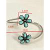 1pc Western Vintage Artificial Turquoise Flower Arm Cuff, Distressed Open Bangle Bracelet, Bohemian Arm Accessory