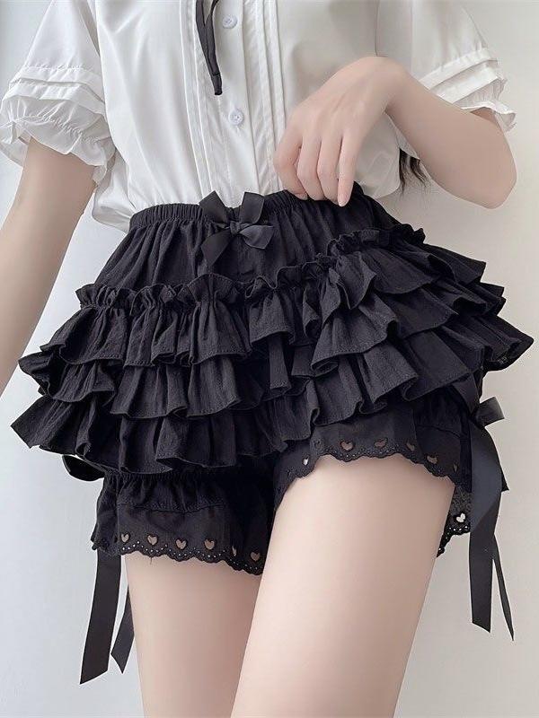 Women's Summer Lolita Pumpkin Safety Shorts with Lotus Leaf Edge - Anti-Exposure Support Skirt Leggings