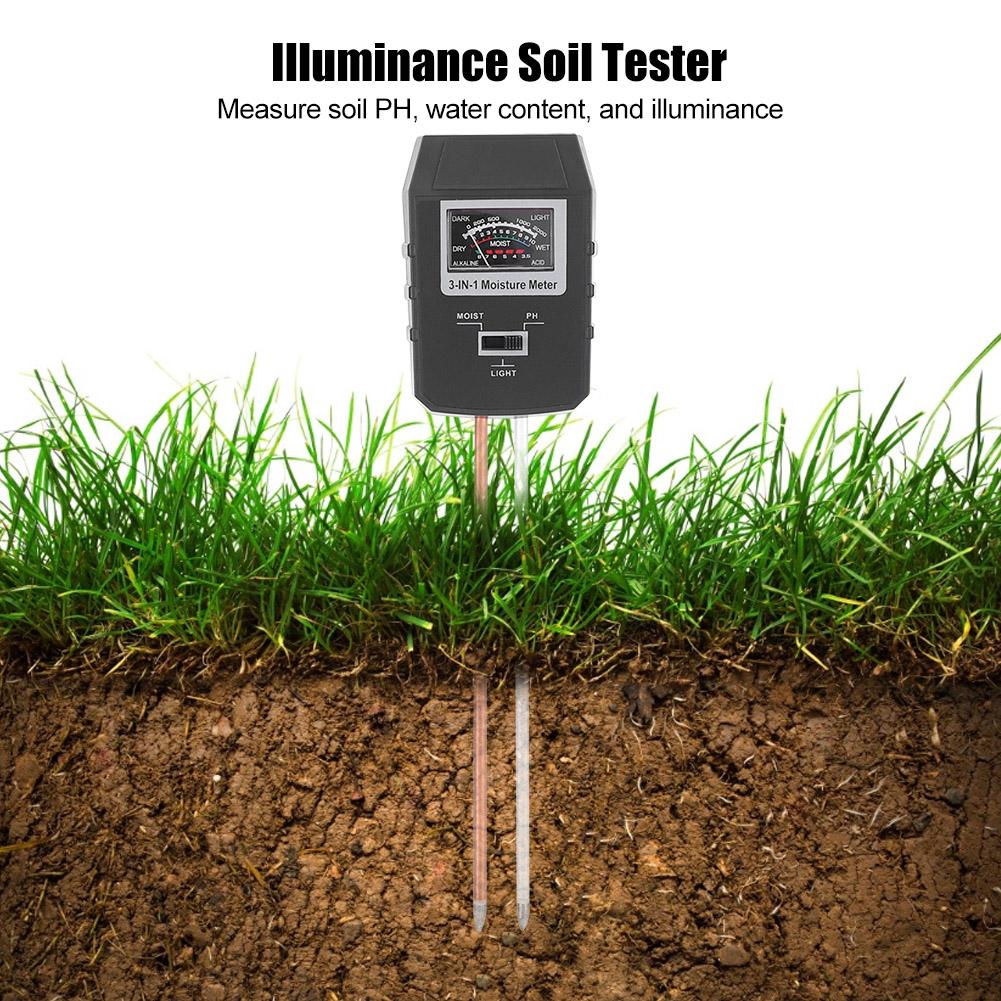 3in1 Multi Functional Soil Tester PH Value Humidity Illuminance Sensor for Graden Farm Lawn
