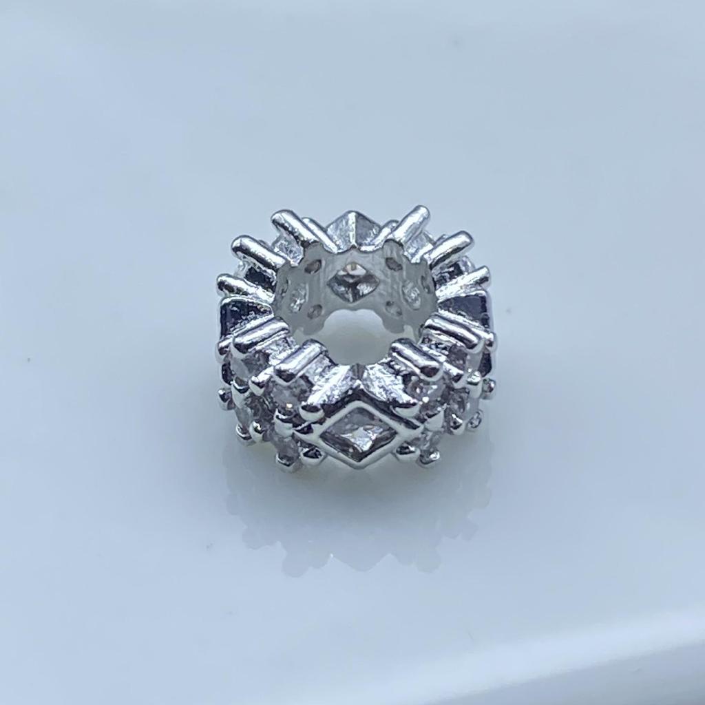 Elegant Double-Row Large Hole Barrel Bead with Crystal and Zircon Inlay for Jewelry Making