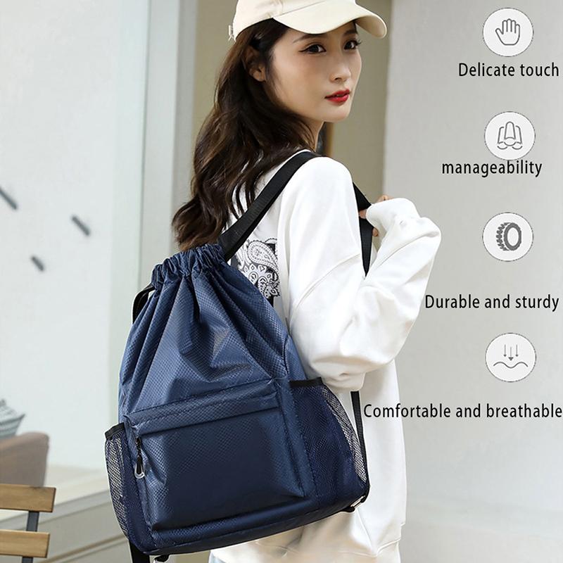 Водонепроницаемый мешок на шнурке, сумка-шоппер на шнурке, спортивная сумка для баскетбола, простой рюкзак чёрный