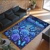Floral Theme Crystal Velvet Rug Personalized Custom Name Text Soft Floor Mat Home Decor