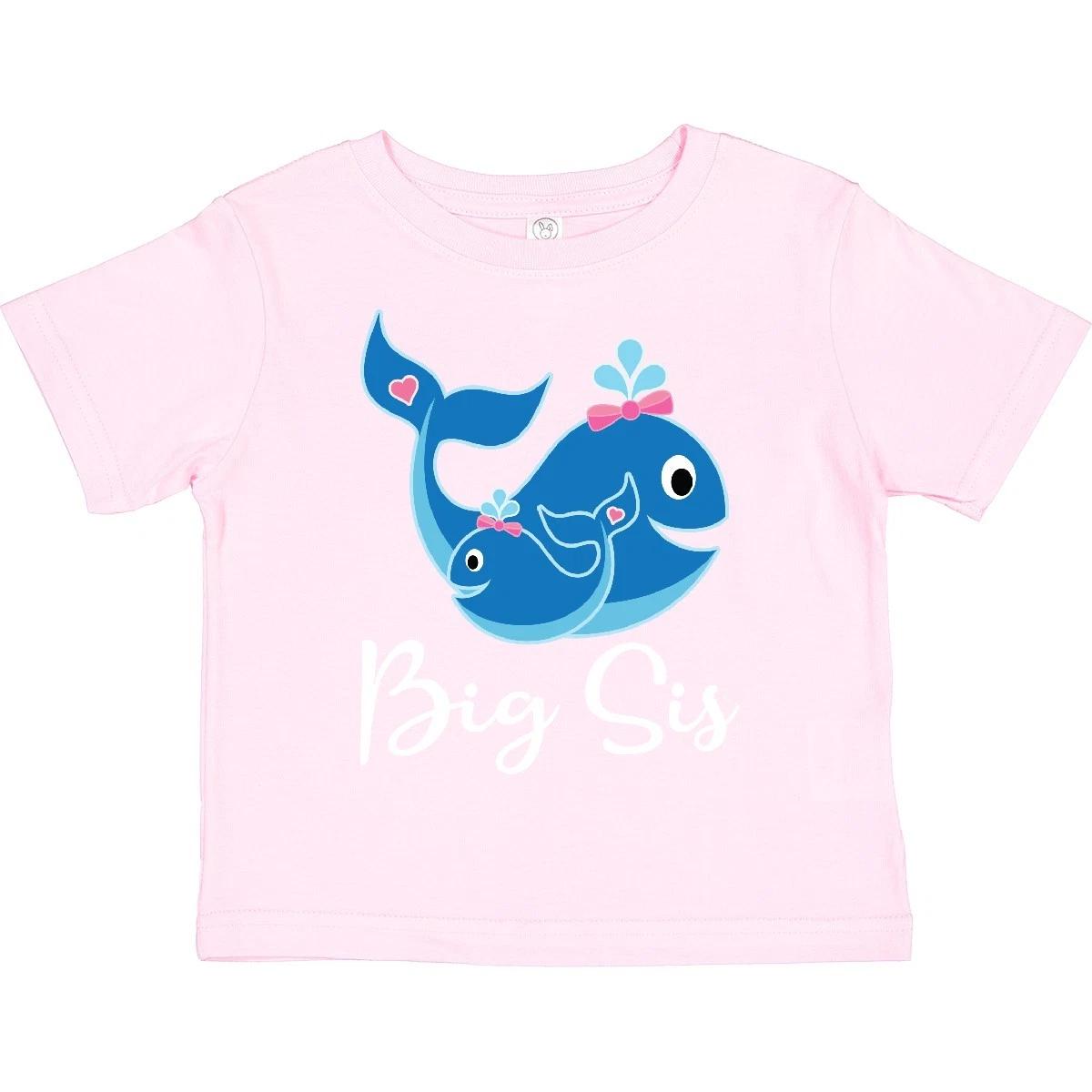Inktastic Big Sis Whale Girls Sister Toddler kids boys T-Shirt Announcet Fish Cute Kid 130