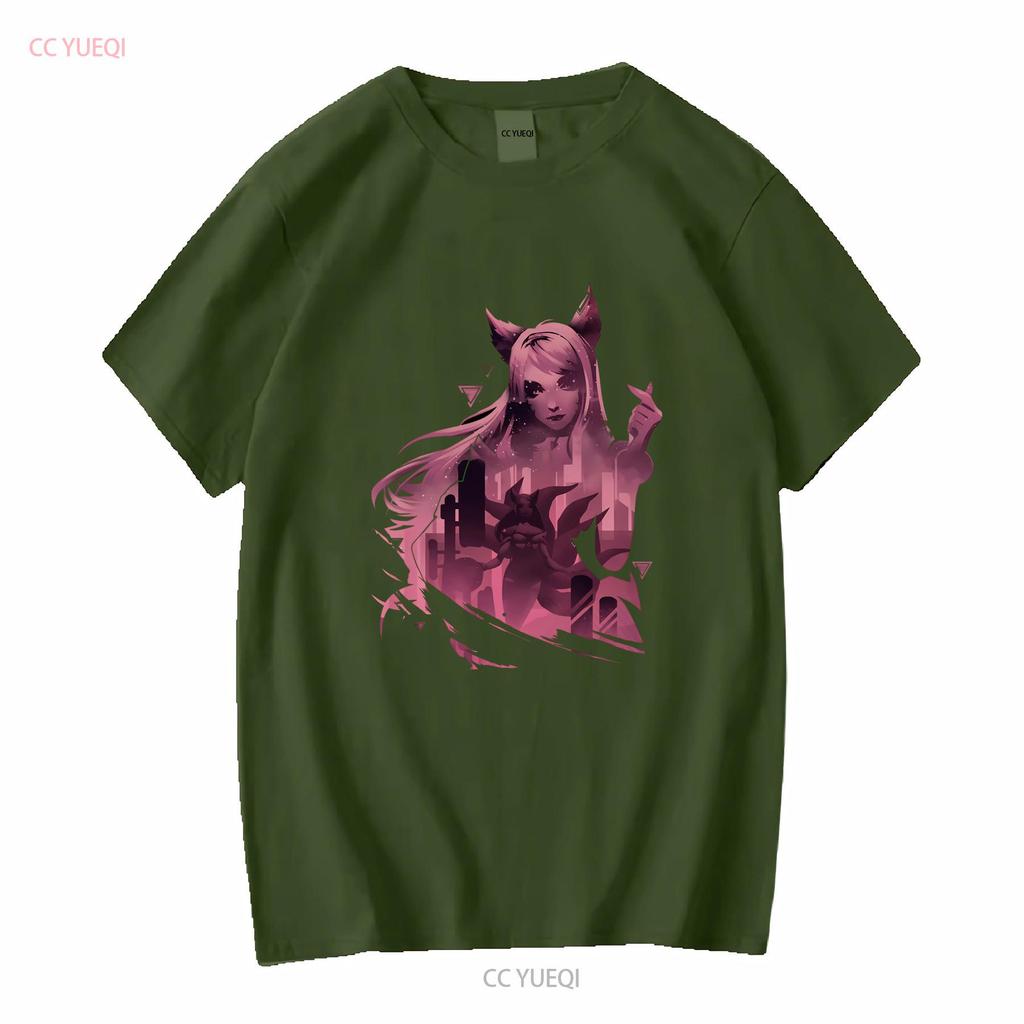 League of Legend Ahri T Shirt Long or Short Sleeves Vintage Washed Streetwear Stylish Top For Everyday Wear Homme Soft Fashion