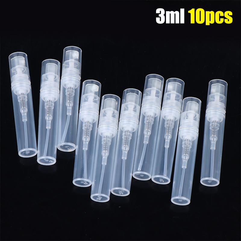 10 Stück 2/3/5 ml Mini Klare Kunststoff Leere Parfümflasche Nachfüllbare Sprühflasche Zerstäuber Behälter Damen Reise Parfümflaschen