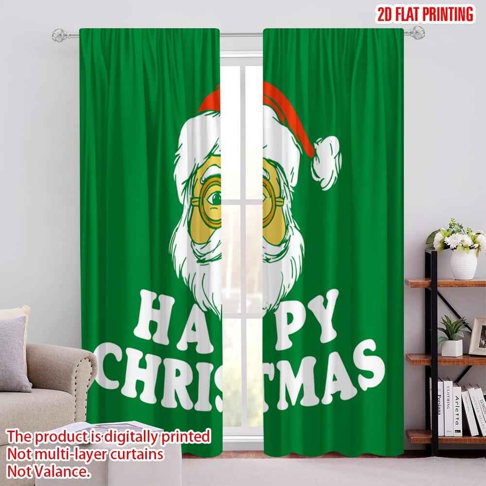 

2pcs,2D plane printing Pattern Curtains Kindy Santa Claus Versatile Fabric (without rod) Outdoor Decorations Ldeal for Bedroom, 52.50 × 116.00 cm 2 pcs