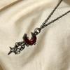 Gothic Red Moon Star Cross Heart Pendant Chain Necklace For Women Personalized Y2K Halloween Grunge Neck Jewelry Accessories