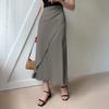 Women Midi Skirt High-Waisted Fishtail Design Imitation Silk Skirt Smooth Satin Slimming Pencil Skirt Daily Wear