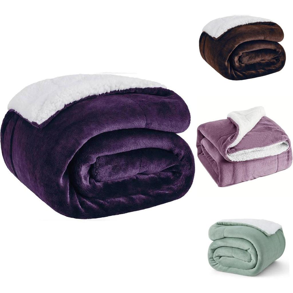 Pure Color Plush Blanket For Home Office Warmth With Doublesided Coral Fleece