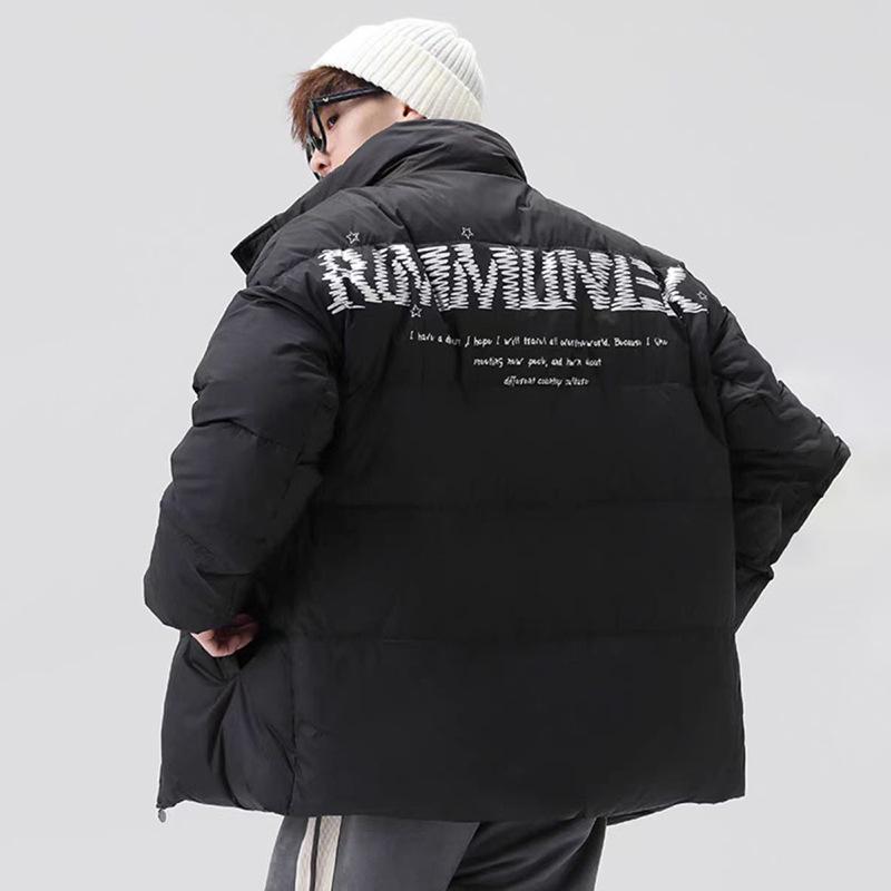 Cross-Border Korean Stand Collar Loose Thickened Couple Down Jacket