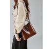 Real Oil Wax Leather Women's Bucket Bag Casual and Simple Handbag Large Capacity Ladies Cowhide Fashionable Crossbody Tote Bag