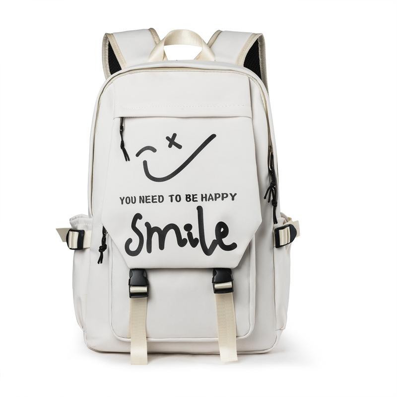 

Рюкзак большой емкости для студентов, школьная сумка для кампуса со смайликом и граффити